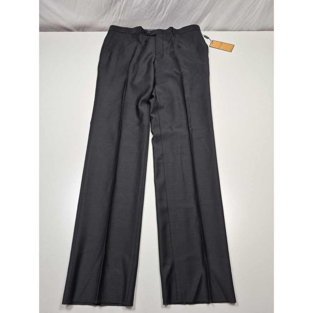 Galante Lanificio Dress Pants Mens 38x36 Gray Wool Flat Front Unhemmed Italy